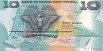 Papouasie-Nouvelle-Guinée 10 Kina Oiseau de Paradis - Artisanat - Série NDG - 1988