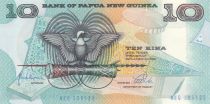 Papua New Guinea 10 Kina Bird of Paradise - Artifacts - Serial NEQ - 1988