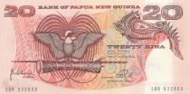 Papua New Guinea 20 Kina Bird of Paradise - Head of boar - Serial SBR - 1988