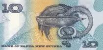 Pap&uacute;a Nueva Guinea 10 Kina - Bird of Paradise - Artifacts - Serial NCX - ND (1985) - P.9c