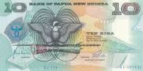 Pap�a Nueva Guinea 10 Kina - Bird of Paradise - Silver Jubilee - ND (1998)