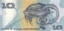 Pap&uacute;a Nueva Guinea 10 Kina Bird of Paradise - Artifacts - Serial NEQ - 1988