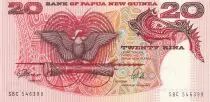 Pap�a Nueva Guinea 20 Kina - Bird of Paradise - Head of boar - ND (1981) - Serial SBC - P.10a