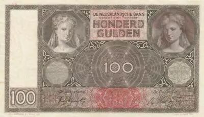Pays-Bas 100 Gulden Portrait de femme - 1942