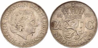 Pays-Bas 2� Gulden Juliana - 1959 - Argent