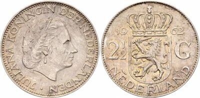 Pays-Bas 2� Gulden Juliana - 1962 - Argent
