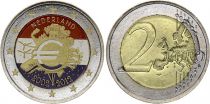 Pays-Bas 2 Euros - 10 ans de l\'Euro - Colorisée - 2012