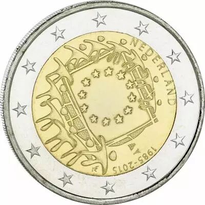 Pays-Bas 2 Euros Comm�mo. Commune PAYS-BAS 2015 - 30 ans du drapeau europ�en