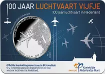Pays-Bas 5 Euros Coincard BU 2019 - 100 ans de l\'aviation n&eacute;erlandaise
