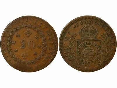 Pedro I - 20 Reis - 1823 / 1829 R Rio