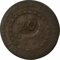 Pedro II - 20 Reis, 1835 countermarked over 40 Reis