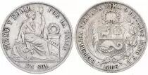 Pérou 1 Sol Liberté assise - Armoiries - 1866