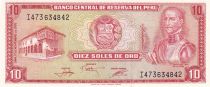 Pérou 10 Soles de Oro -Garcilaso Inca De La Vega - 1976 - Série I - P.100c