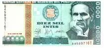 Pérou 10000 Intis - C. Vallejo - Santiago de Chuco - 1988 - NEUF - P.140