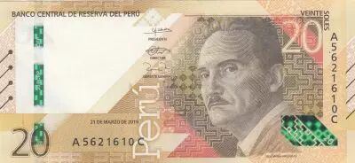P�rou 20 Soles - Jos� Maria Arguedas - Condor - 21.03.2019 (2022) - S�rie A