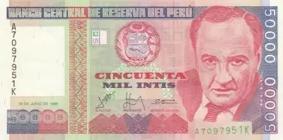 P�rou 50000 Intis Victor Raul Haya de la Torre - Congr�s - 1988