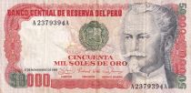 Pérou 50000 Soles de Oro - Nicolas De Pierola - 1981 - Série A-A - P.122