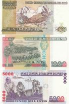 Pérou Série de 5 billets du Pérou - 500 à 100000 Intis