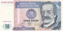 Peru 10 Intis - Ricardo Palma - Agriculture - 1987 - Serial A-M - P.129