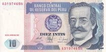 Peru 10 Intis - Ricardo Palma - Farmers - 26-06-1987 - UNC - P.129