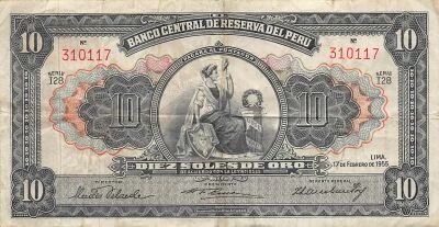 Peru 10 Soles - Liberty - 17-02-1955 - P.71