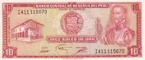 Peru 10 Soles de Oro - Garcilasco I. De la Vega - Titicaca lake - 02-10-1975 - UNC - P.100e