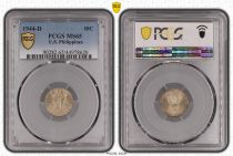 Philippines 10 Centavos, Woman and anvil - 1944 D - PCGS MS65
