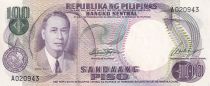 Philippines 100 Piso  - Manuel  Roxas - Banque centrale - 1969