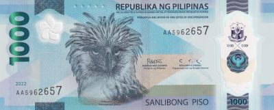 Philippines 1000 Piso - Aigle des Philippines - Perle, Tortue - Polymère - 2022 - P.NEW