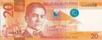 Philippines 20 Piso - M.L. Quezon - Civet - 2014 A - Serial GA - P.206a