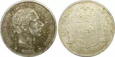 Philippines 50 Cents Alfonso XII - 1885 - PCGS AU 58 - Spanish Philippines
