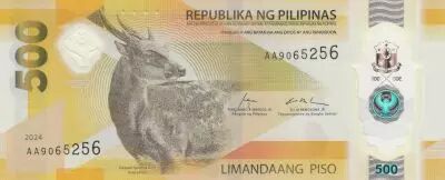Philippines 500 Piso - Cerf - Perroquet - Polym�re - 2024 - S�rie AA