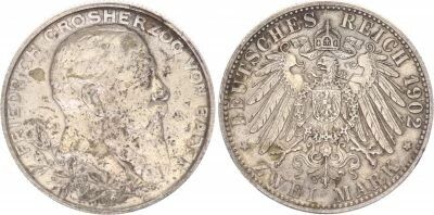 Pi�ce 2 mark Silver Fr�d�ric I de Bade 1902 G Karlsruhe