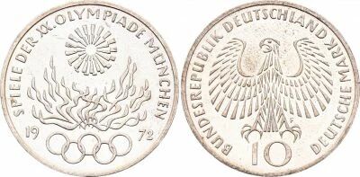 Pi�ce Alemania (Rep�blica Federal) 10 deutsche mark Plata 1972 F Stuttgart