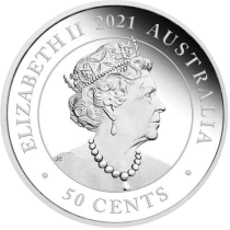 Pi&egrave;ce Australia 50 cents Argento Elisabeth II, Reine d\'Angleterre et du Commonwealth 2021 Perth