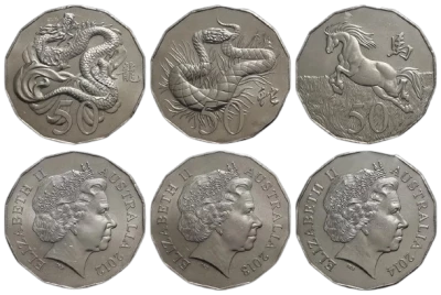 Pi�ce Australia 50 cents Copper-Nickel Elisabeth II, Reine d\'Angleterre et du Commonwealth 2012-2014 Sydney
