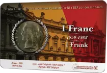 Pi&egrave;ce Belgio 1 franc Rame-Nickel 1950-1988