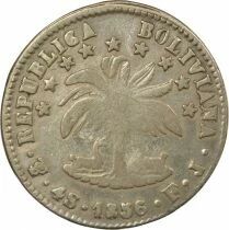 Pi&egrave;ce Bolivia 4 soles Plata Simon Bolivar 1856 PTS Potosi