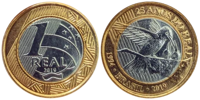 Pi�ce Brasil 1 real bimet�lica 2019