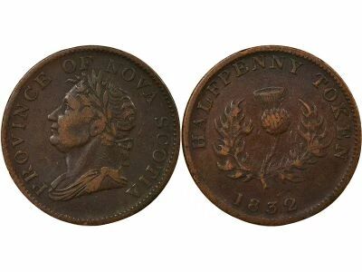 Pi�ce Canad� 1/2 penny Cobre George IV, Roi de Grande-Bretagne et d�Irlande 1832