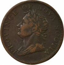 Pi&egrave;ce Canad&aacute; 1/2 penny Cobre George IV, Roi de Grande-Bretagne et d&acute;Irlande 1832