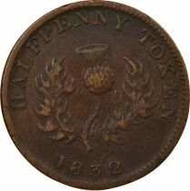 Pi&egrave;ce Canad&aacute; 1/2 penny Cobre George IV, Roi de Grande-Bretagne et d&acute;Irlande 1832