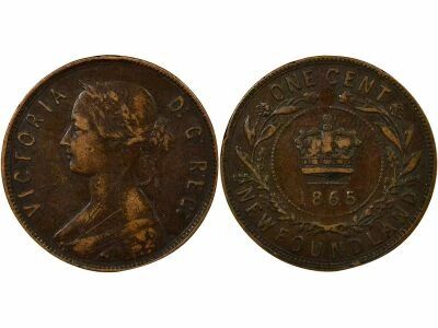 Pi�ce Canada 1 cent Bronzo Victoria, Reine 1865 Londres