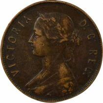 Pi&egrave;ce Canada 1 cent Bronzo Victoria, Reine 1865 Londres