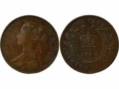 Pi�ce Canada 1 cent Bronzo Victoria, Reine 1880 Londres