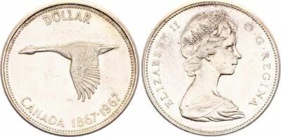 Pi�ce Canada 1 dollar Silver Elisabeth II, Reine d\'Angleterre et du Commonwealth 1967 Ottawa