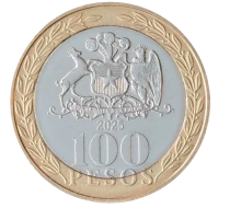 Pi&egrave;ce Chile 100 pesos Bimetal 2025 So Santiago