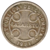 Pi&egrave;ce Colombia 2 centavos Copper-Nickel 1921 Bogota