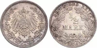 Pi�ce Deutschland 1/2 mark Silber 1909 A Berlin