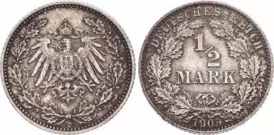 Pi�ce Deutschland 1/2 mark Silber 1909 D Munich